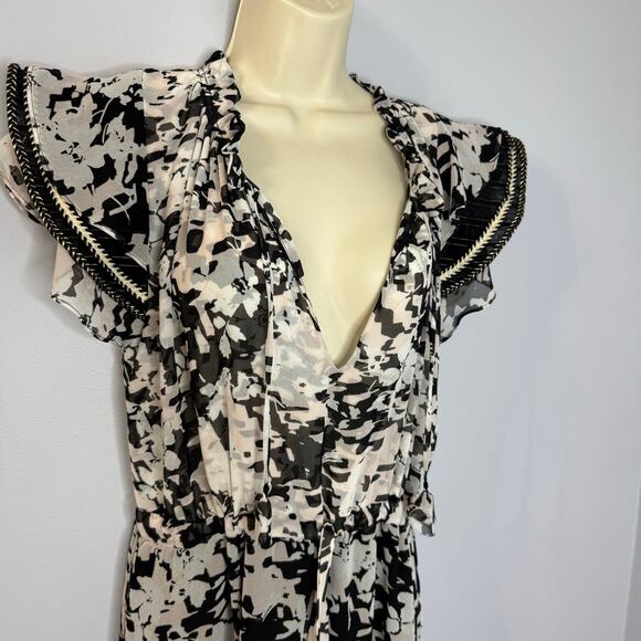 MISA Los Angeles Della Midi Dress V Neck Dress Flowy Romantic Resort Women's L - Picture 2 of 12